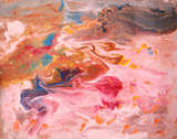 Melting sea rose quartz river (45x35 papr, oil-colors, private ownership)