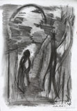 Eva on the bank of River Danube (50x70 charcoal, paper) (private ownership)